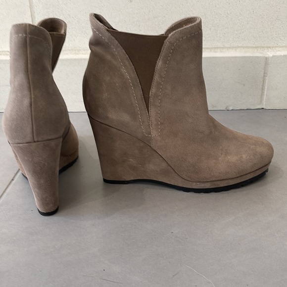 Beige Suede platform boot wedges - Picture 4 of 6